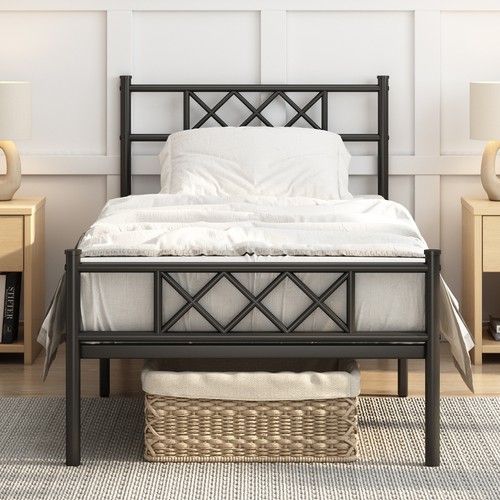 Metal bed frame cross - bed, w/cross-design