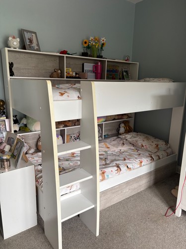 White and grey - wooden, bunk