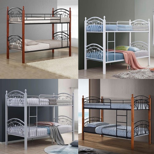Wooden and metal bunk bed - and,